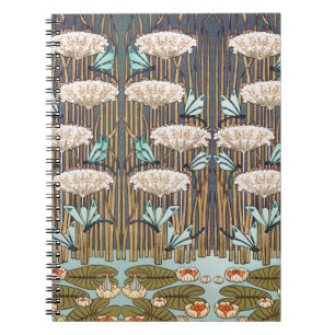 Dragonflies Water Lilies Marsh Art Nouveau Notebook