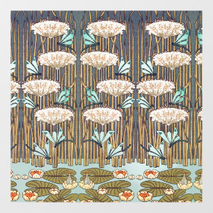 Dragonflies Water Lilies Marsh Art Nouveau Window Cling