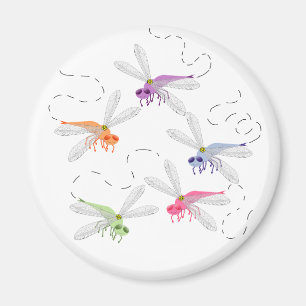 Dragonflies Whimsical Cartoon Art Magnet