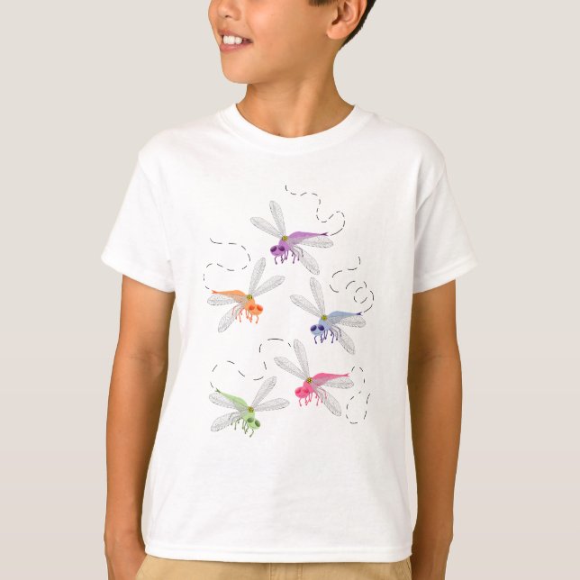 Dragonflies Whimsical Cartoon Art T-Shirt (Front)