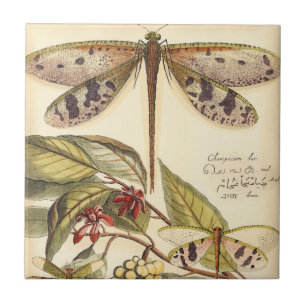 Dragonflies with Leaves and Fruit Tile