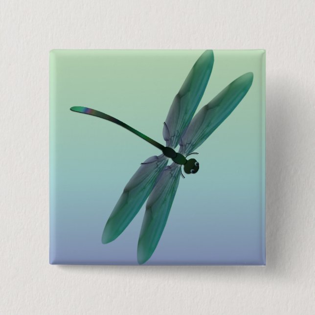 Dragonfly 2 Inch Square Button (Front)
