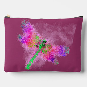 Dragonfly Abstract Art Pink Accessory Pouch