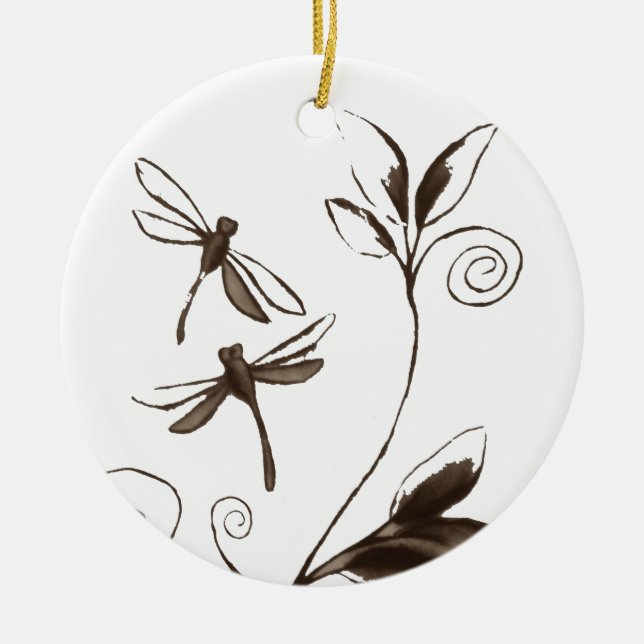 Dragonfly Abstract Ceramic Ornament (Front)