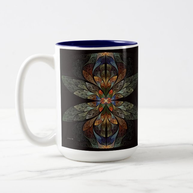 Dragonfly Abstract Two-Tone Coffee Mug (Left)