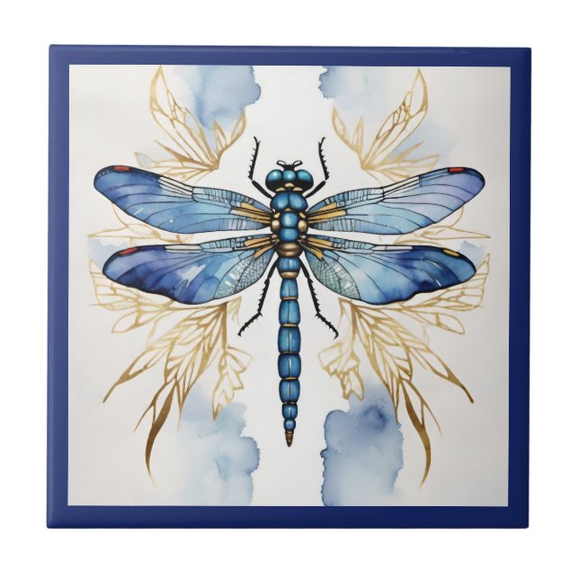 Dragonfly Alcohol Ink  Tile (Front)