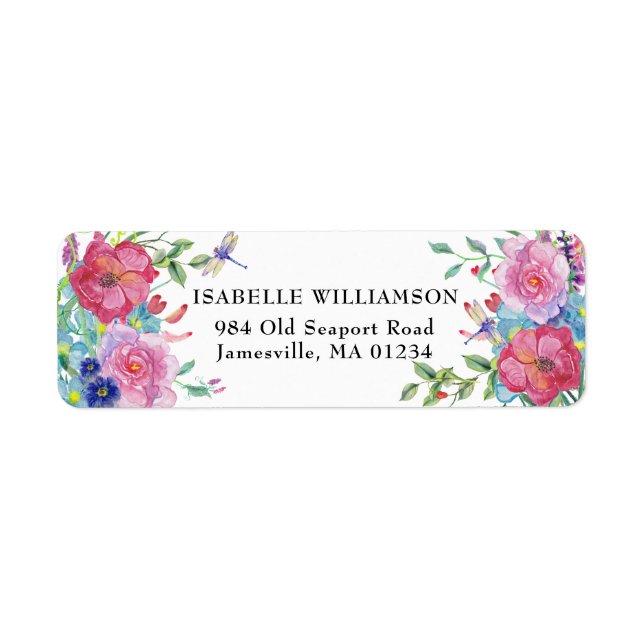 Dragonfly and Floral Return Address Labels (Front)