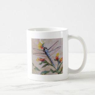 Dragonfly and flower coffee mug