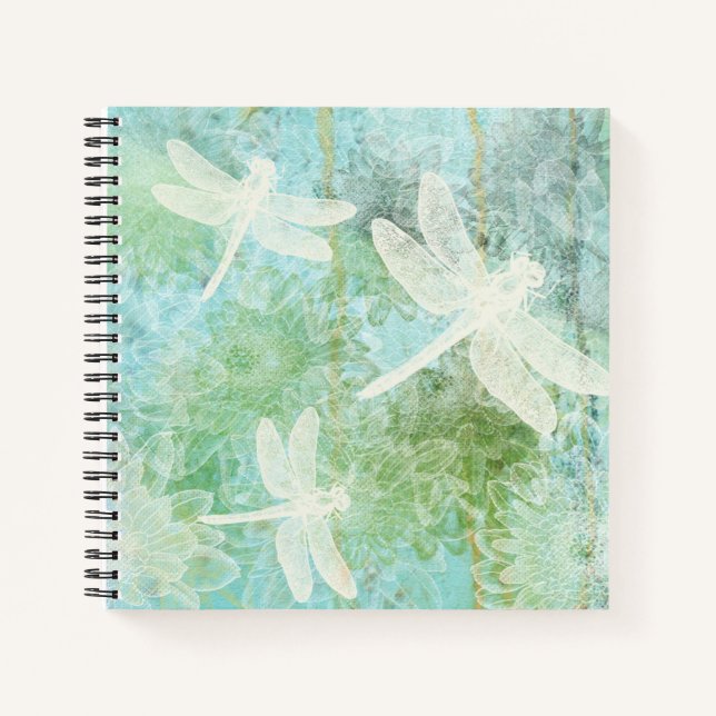 Dragonfly And Flower Pattern Notebook (Front)