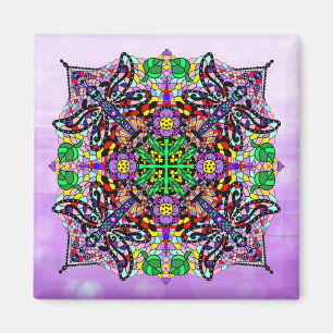 Dragonfly and Flower Themed Purple Colourful   Magnet