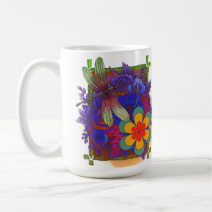 Dragonfly And Flowers Coffee Mug