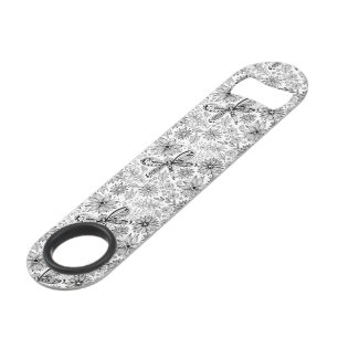Dragonfly and flowers doodle bar key