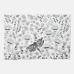 Dragonfly and flowers kitchen towel
