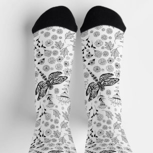 Dragonfly and flowers socks