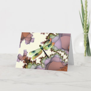 Dragonfly and Fractals Birthday Card (Large Print