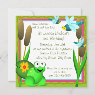 Dragonfly and Frog/ Birthday Invitation