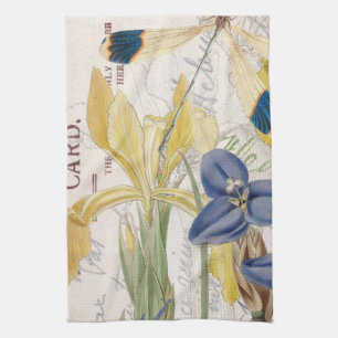 Dragonfly and Irises Kitchen Towel