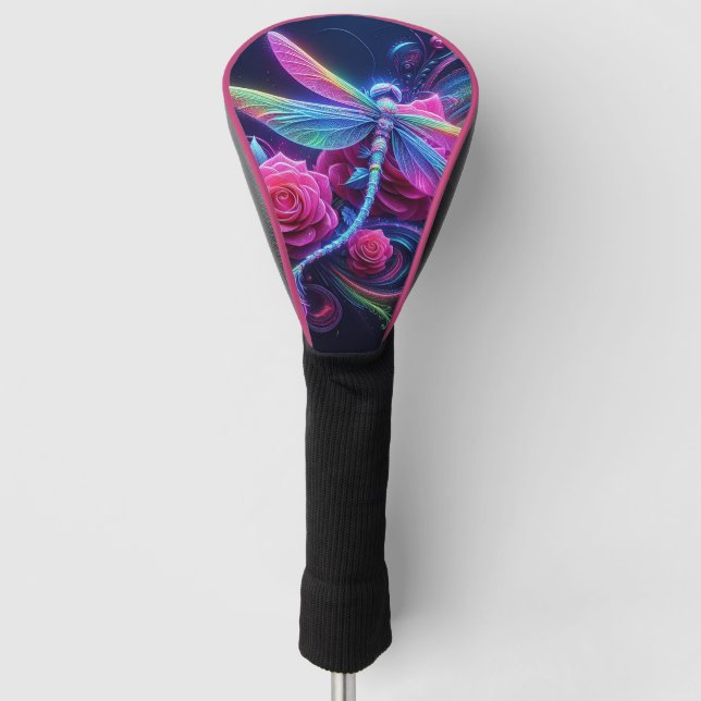 Dragonfly and Roses Golf Head Cover (Front)