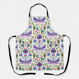 Dragonfly and Scotch Thistle Floral  Apron