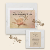 Dragonfly and Water Lily Faire-part de mariage