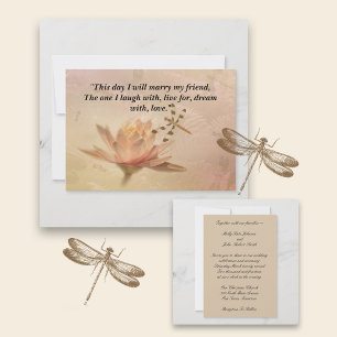 Dragonfly and Water Lily Faire-part de mariage