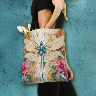 Dragonfly And Wildflowers Tote Bag