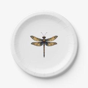 Dragonfly Animal Art Graphic Dragonfly (3) Paper Plate