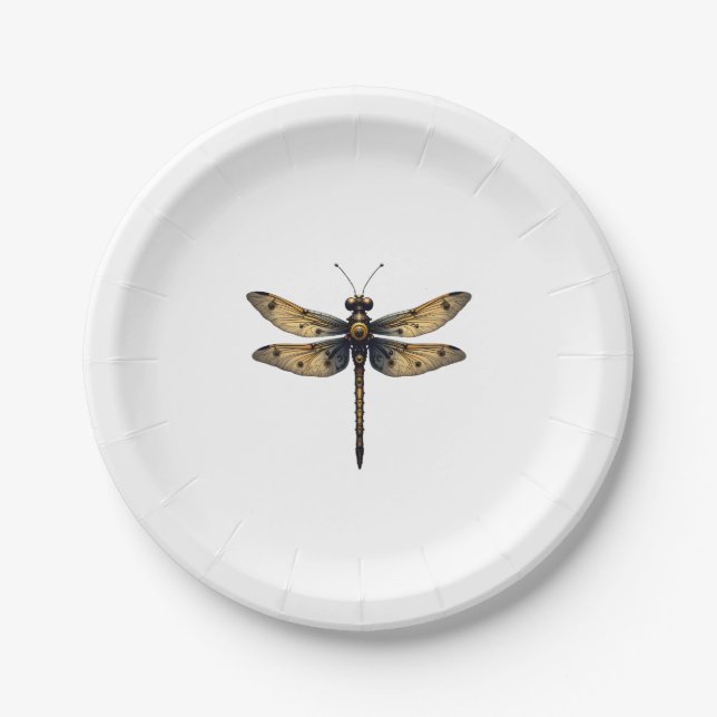 Dragonfly Animal Art Graphic Dragonfly (3) Paper Plate (Front)