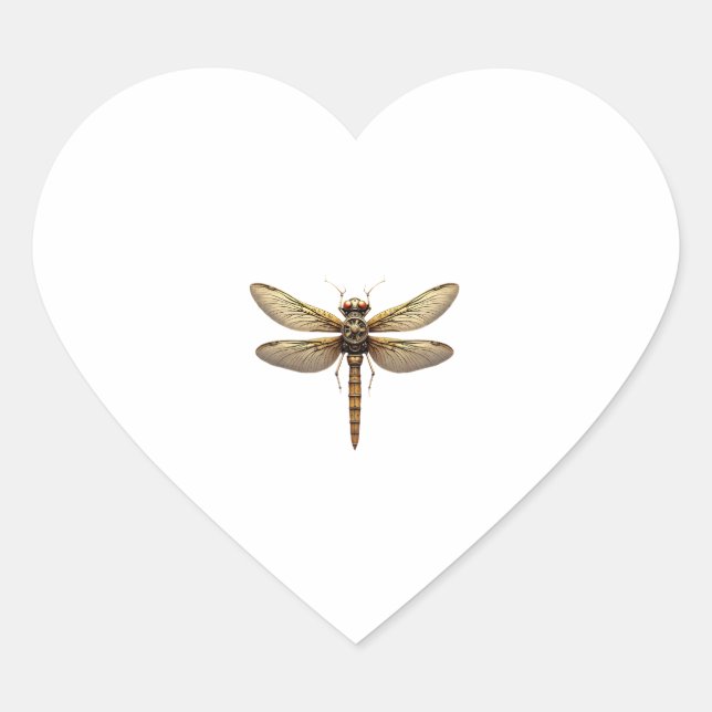 Dragonfly Animal Art Graphic Dragonfly Heart Sticker (Front)