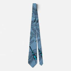 Dragonfly Aqua Blue Mens Neck Tie