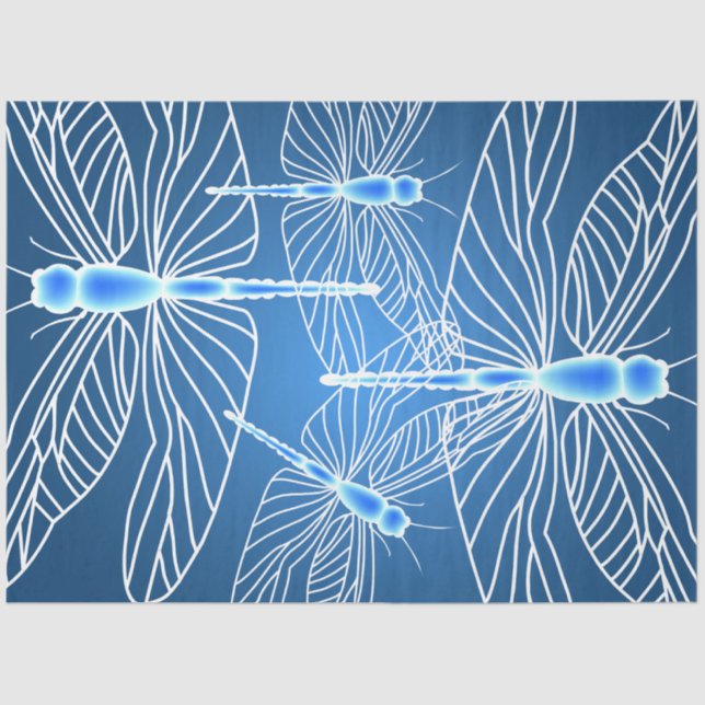 Dragonfly Aqua Dragonflies Decoupage Tissue Paper (Front)