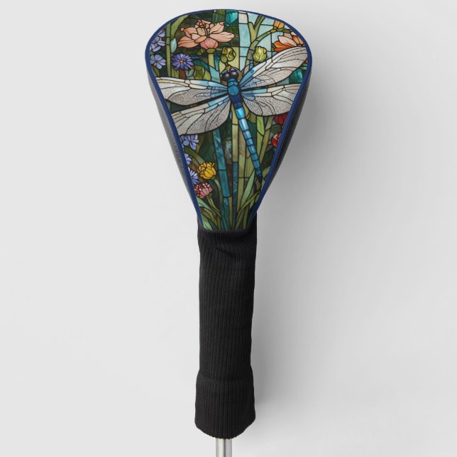 Dragonfly art boho floral botanical  golf head cover (Front)