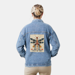 DRAGONFLY ART DENIM JEAN JACK DENIM JACKET