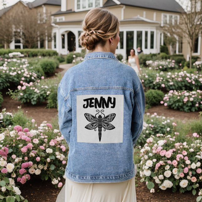 DRAGONFLY ART PERSONALIZED Denim Jean Jacket (Wedding Back)