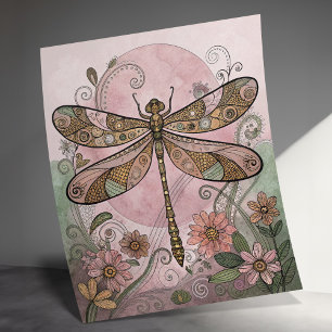Dragonfly Art Print, Boho Wall Decor, Poster