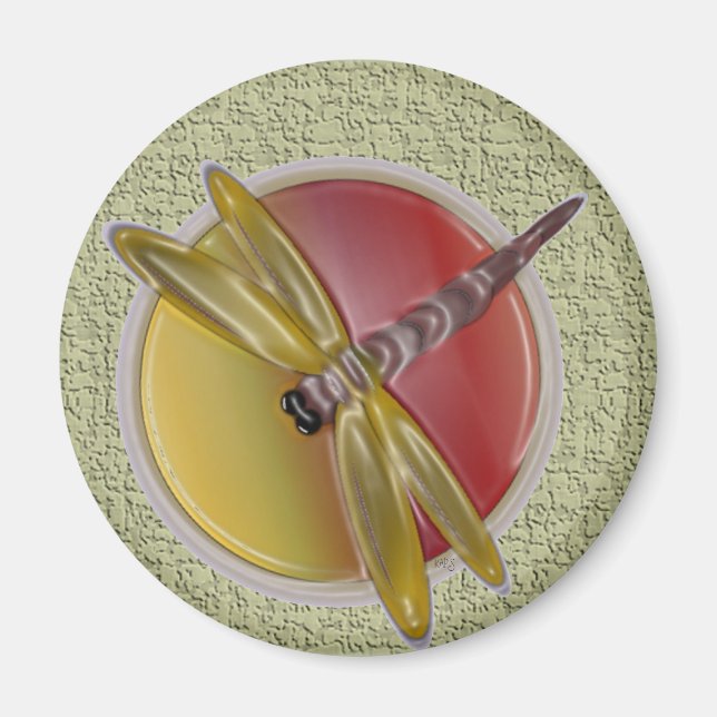 Dragonfly Art Round Magnet (Front)