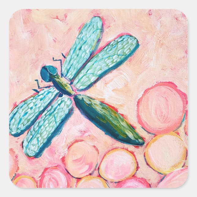 Dragonfly Art Square Sticker (Front)