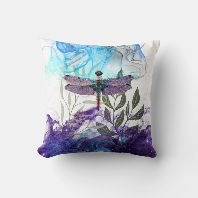 Dragonfly art throw pillow (Front)