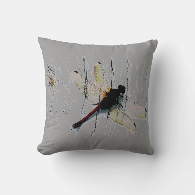 Dragonfly Art Throw Pillow (Front)