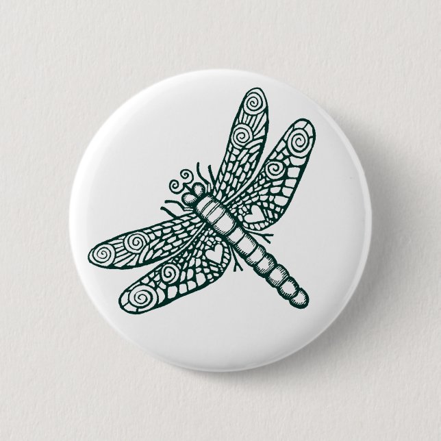 Dragonfly - B&W 2 Inch Round Button (Front)