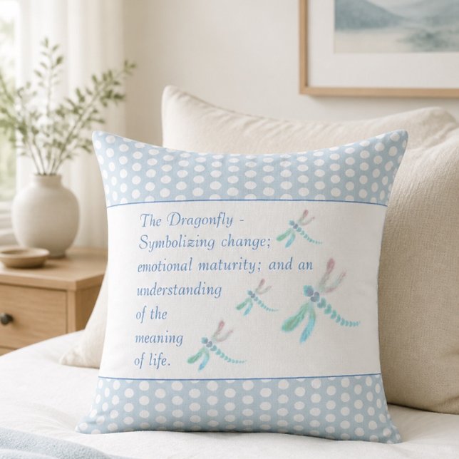 Dragonfly | Beautiful Blue & White Fashion Throw Pillow (Creator Uploaded)
