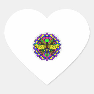 Dragonfly Beautiful, colorful, and ornate  Heart Sticker