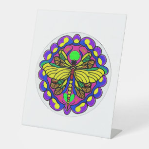 Dragonfly Beautiful, colorful, and ornate Pedestal Sign