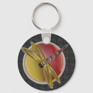 Dragonfly (black) Round Keychain