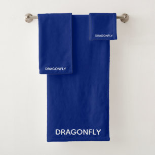 Dragonfly blue colour name bath towel set