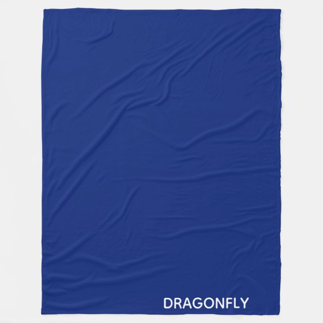 Dragonfly blue colour name fleece blanket (Front)