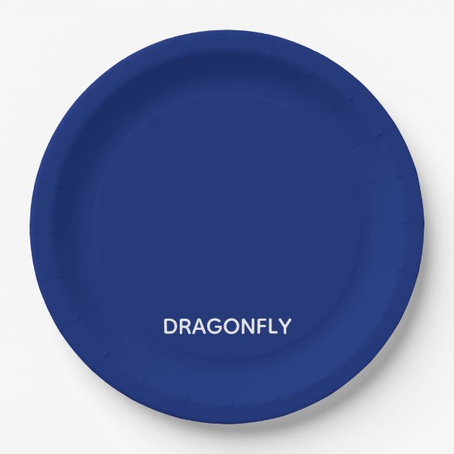 Dragonfly blue colour name paper plate (Front)