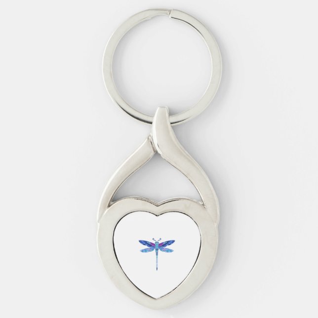 Dragonfly Blue drawing cute gift Keychain (Front)