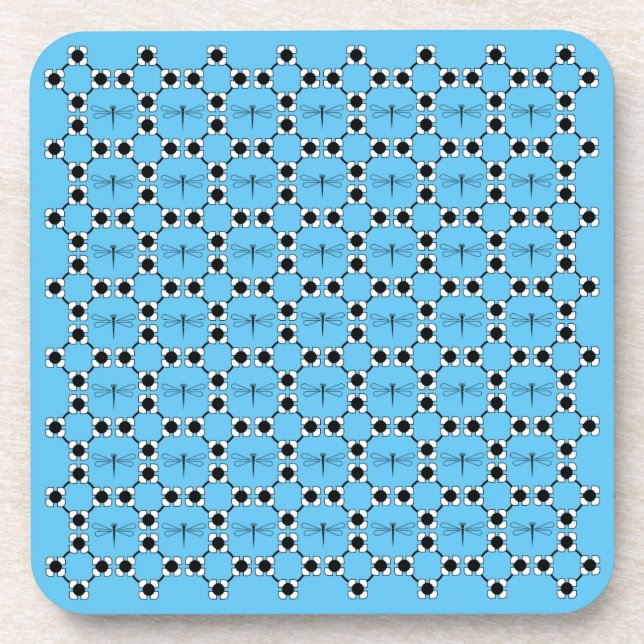 Dragonfly - Blue Hard Plastic coasters - set of 6 (Front)