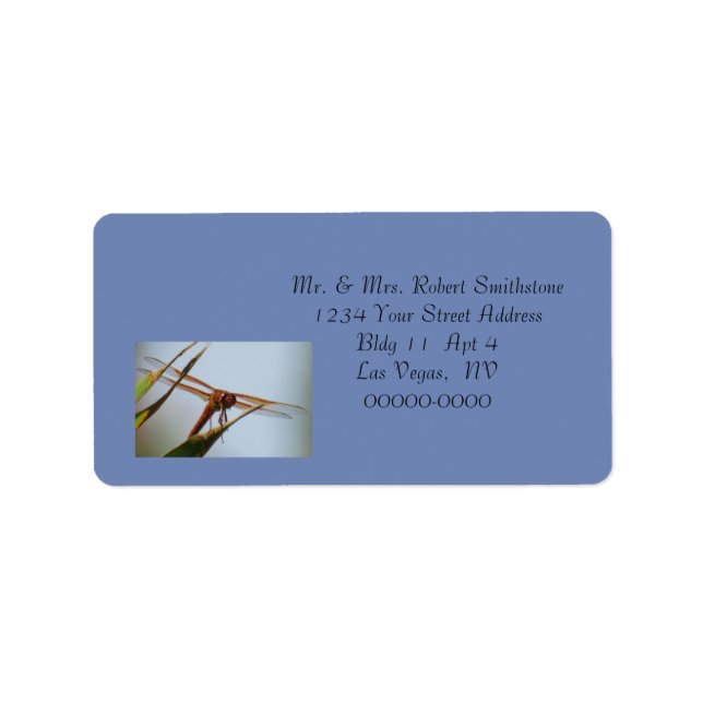 Dragonfly Blue Personalized Address Large Labels (Front)